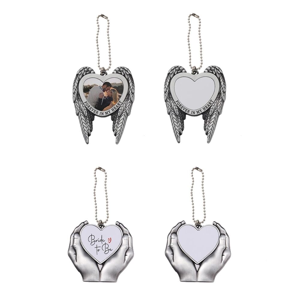 7406 4 Sets 2 Styles Alloy Heat Transfer Sublimation Blank Pendant, Angel
